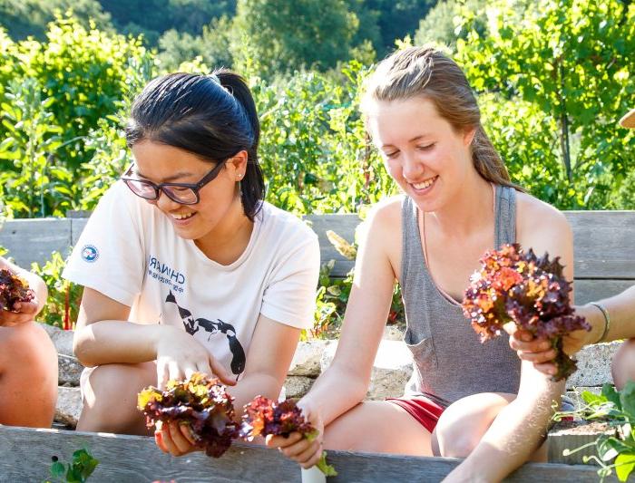 Saint Mary's College Economics Degree Students in the Legacy Garden